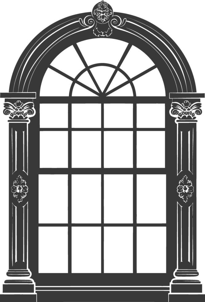 silueta ventana clásico negro color solamente lleno vector