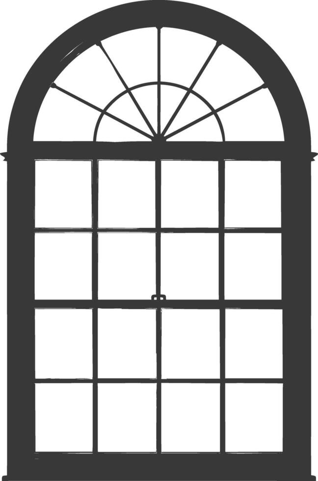 silueta ventana clásico negro color solamente lleno vector