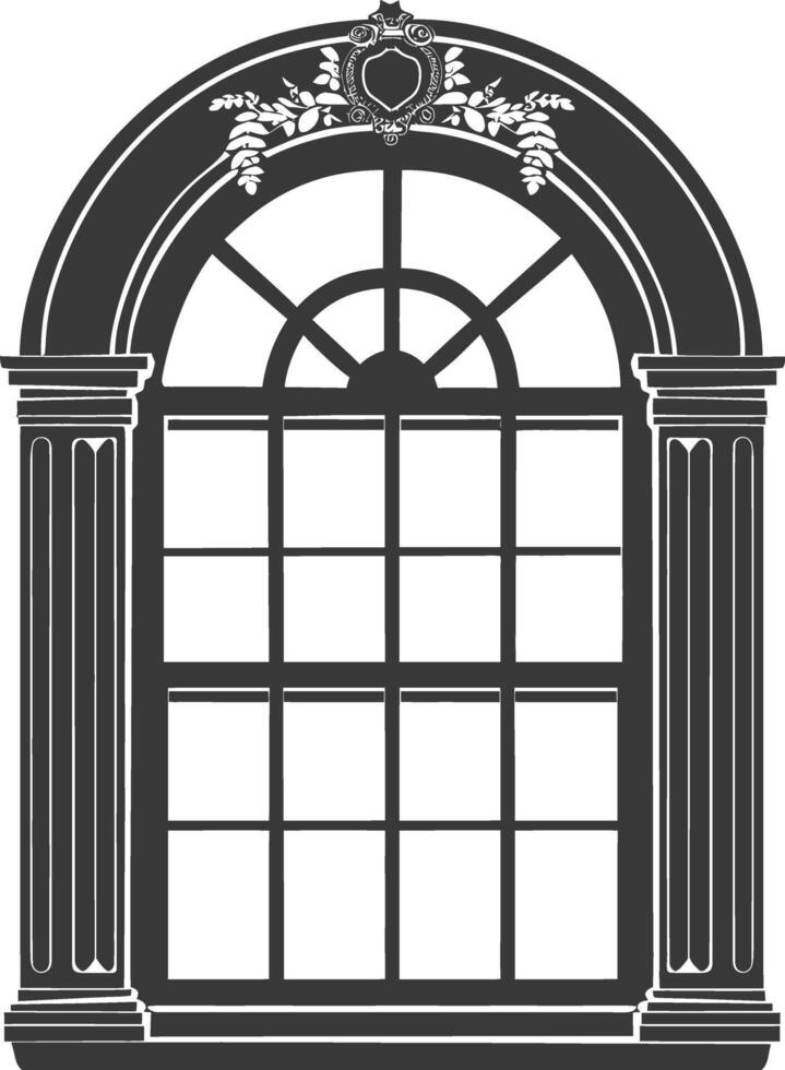 Silhouette window classic black color only full vector