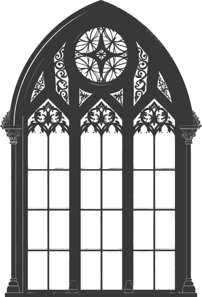 Silhouette window classic black color only full vector