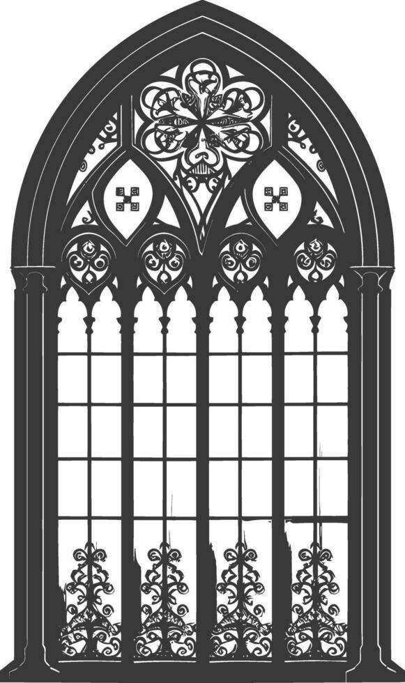 Silhouette window classic black color only full vector