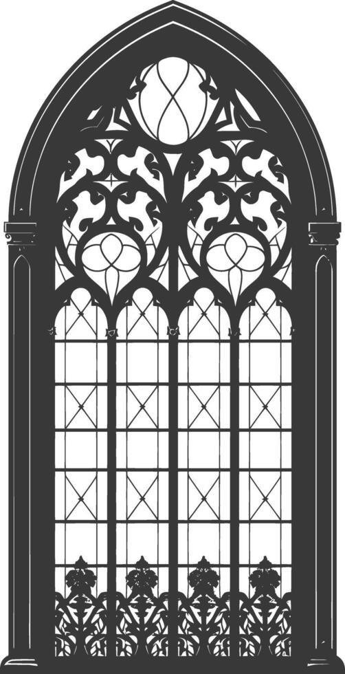 silueta ventana clásico negro color solamente lleno vector