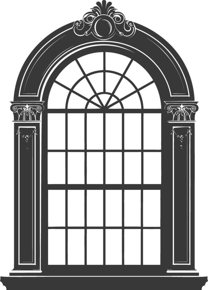 silueta ventana clásico negro color solamente lleno vector