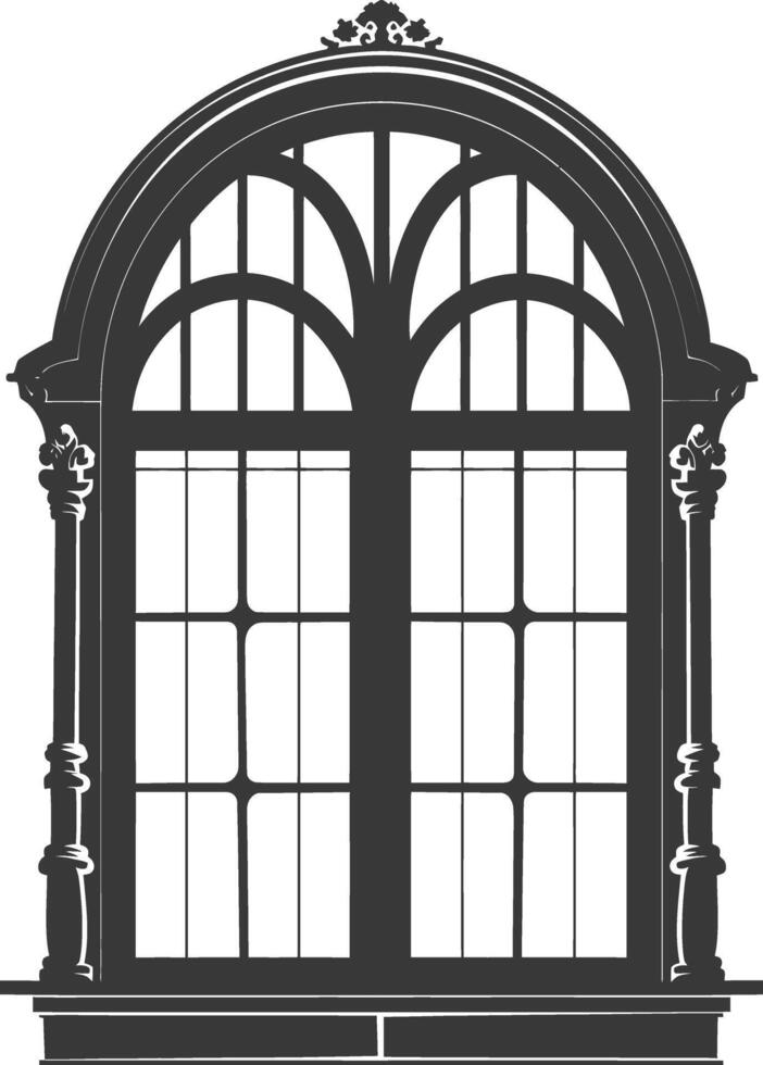 Silhouette window classic black color only full vector