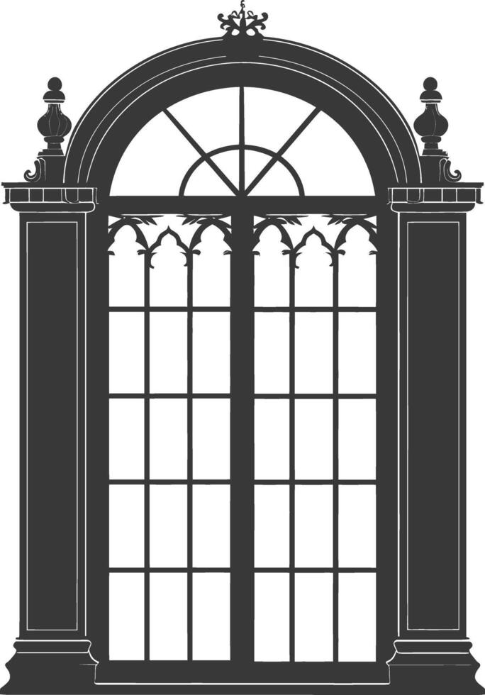 Silhouette window classic black color only full vector