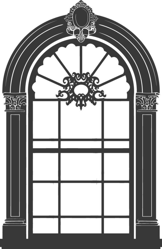 silueta ventana clásico negro color solamente lleno vector