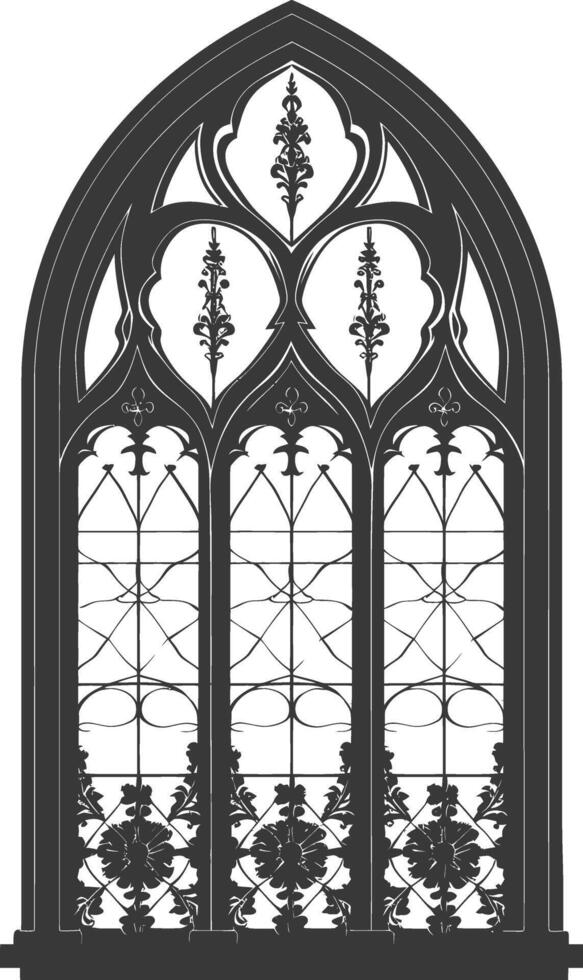 Silhouette window classic black color only full vector