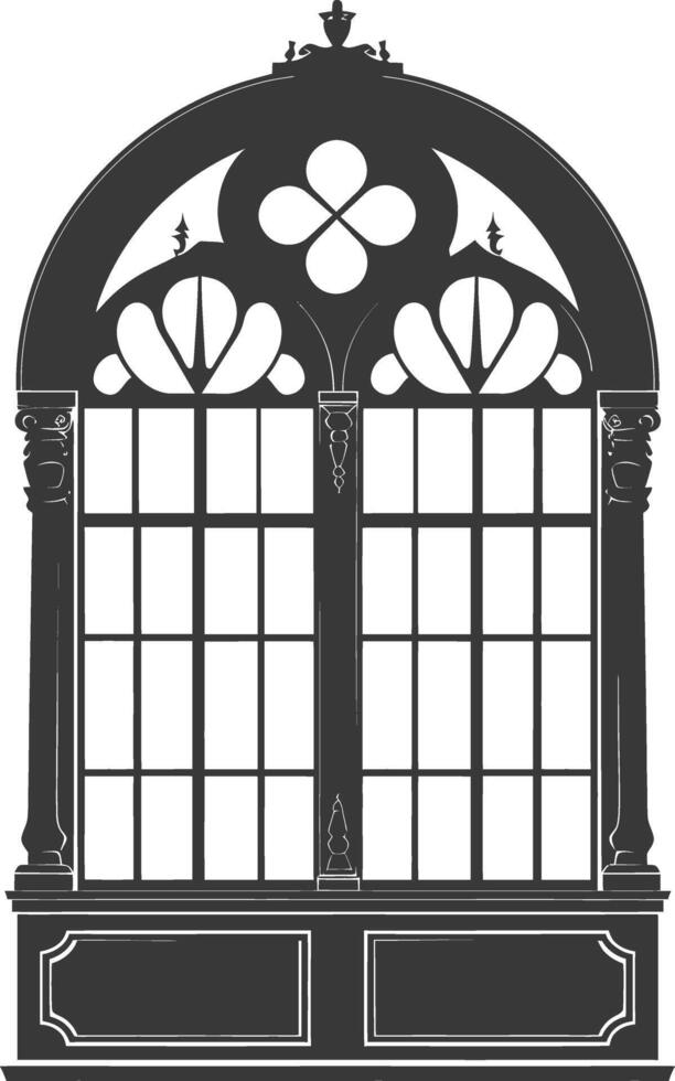 silueta ventana clásico negro color solamente lleno vector