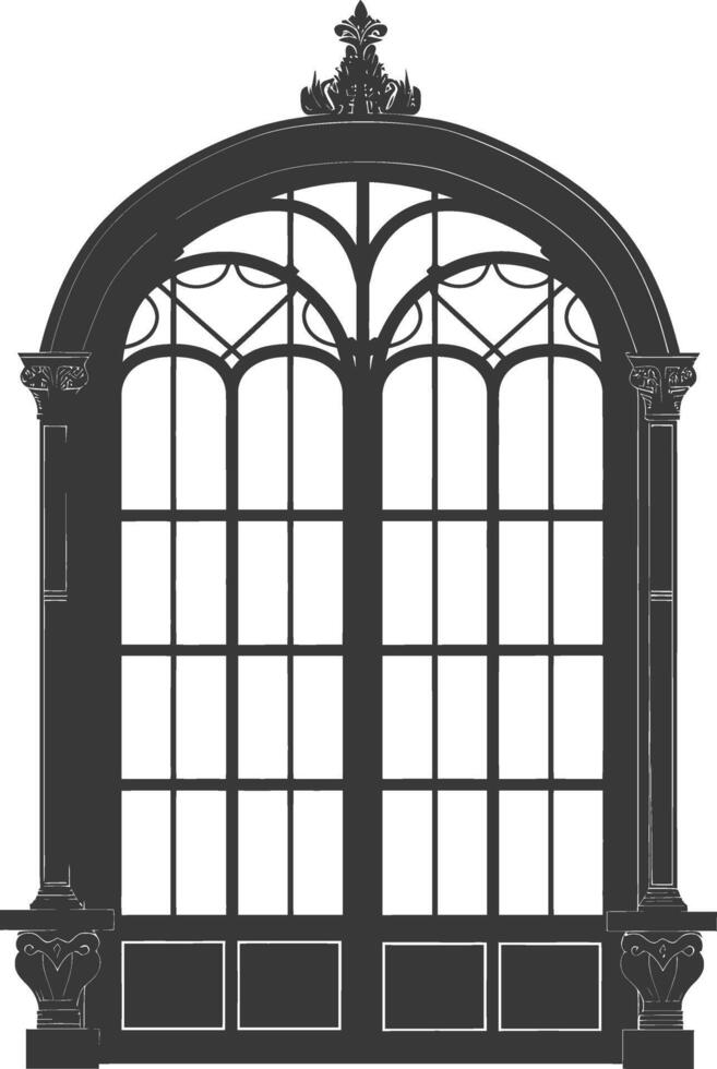 silueta ventana clásico negro color solamente lleno vector