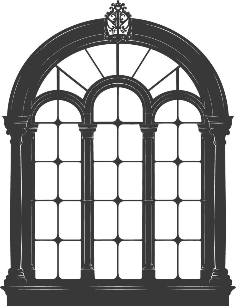 silueta ventana clásico negro color solamente lleno vector