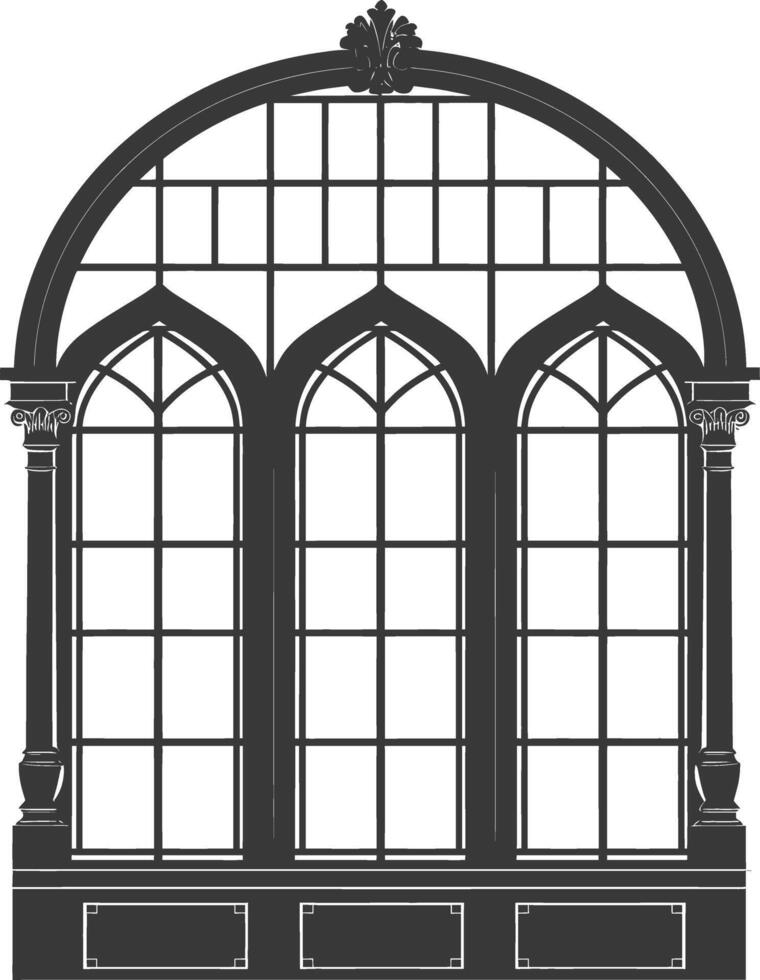 silueta ventana clásico negro color solamente lleno vector