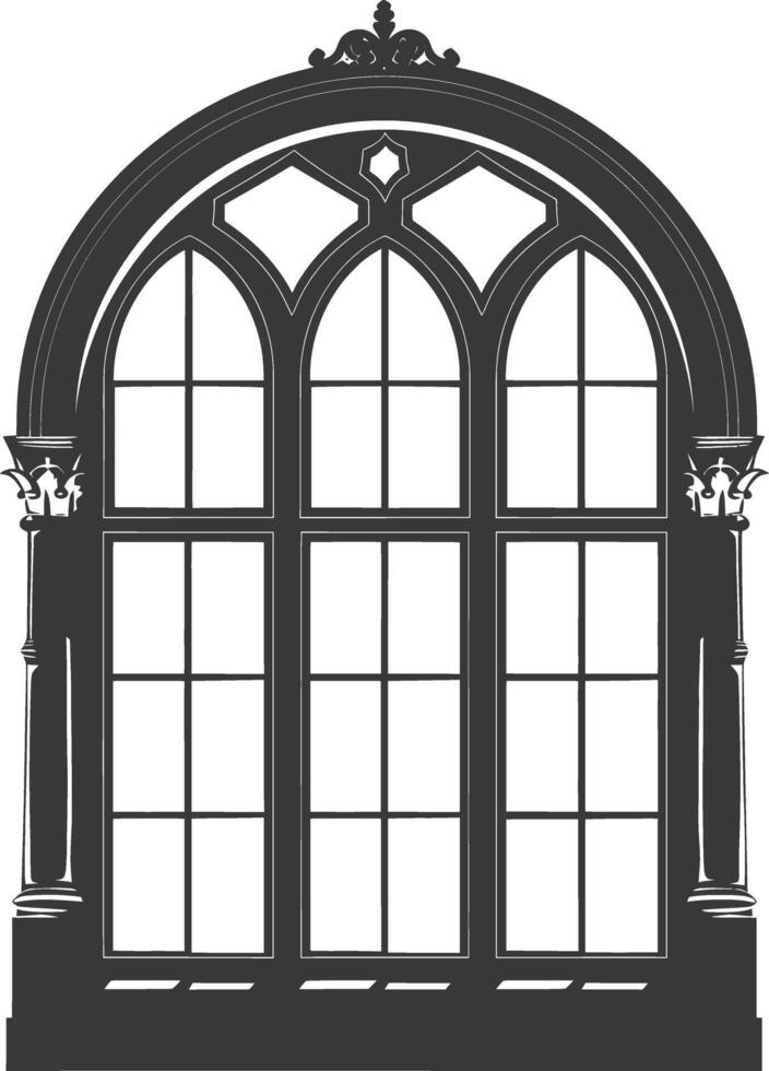 Silhouette window classic black color only full vector