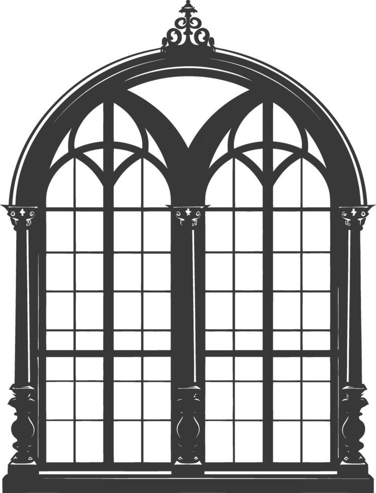 Silhouette window classic black color only full vector