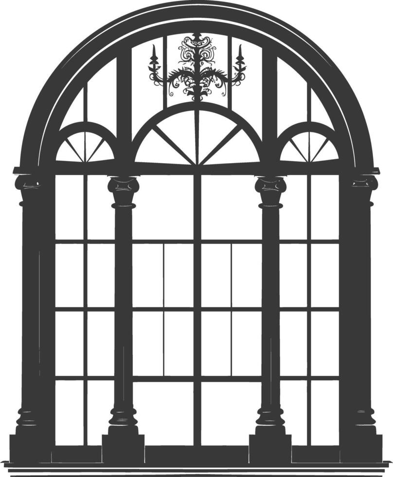 Silhouette window classic black color only full vector