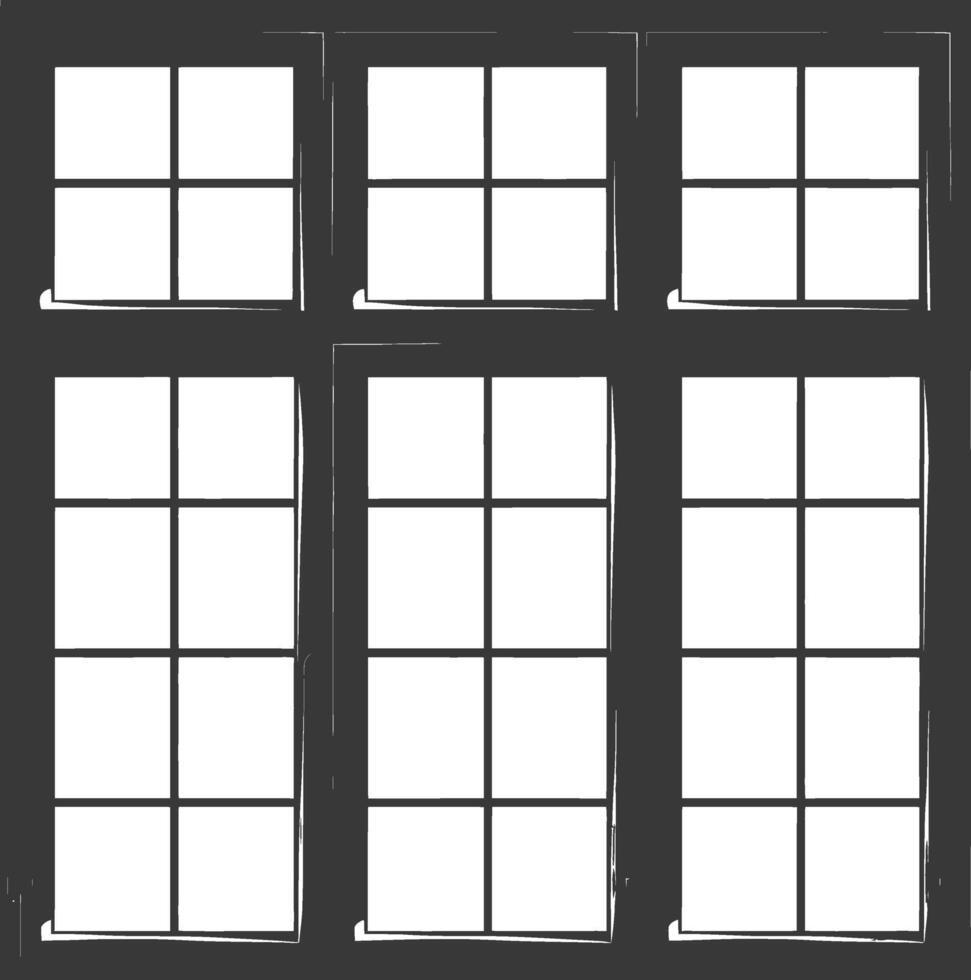 Silhouette window classic black color only full vector