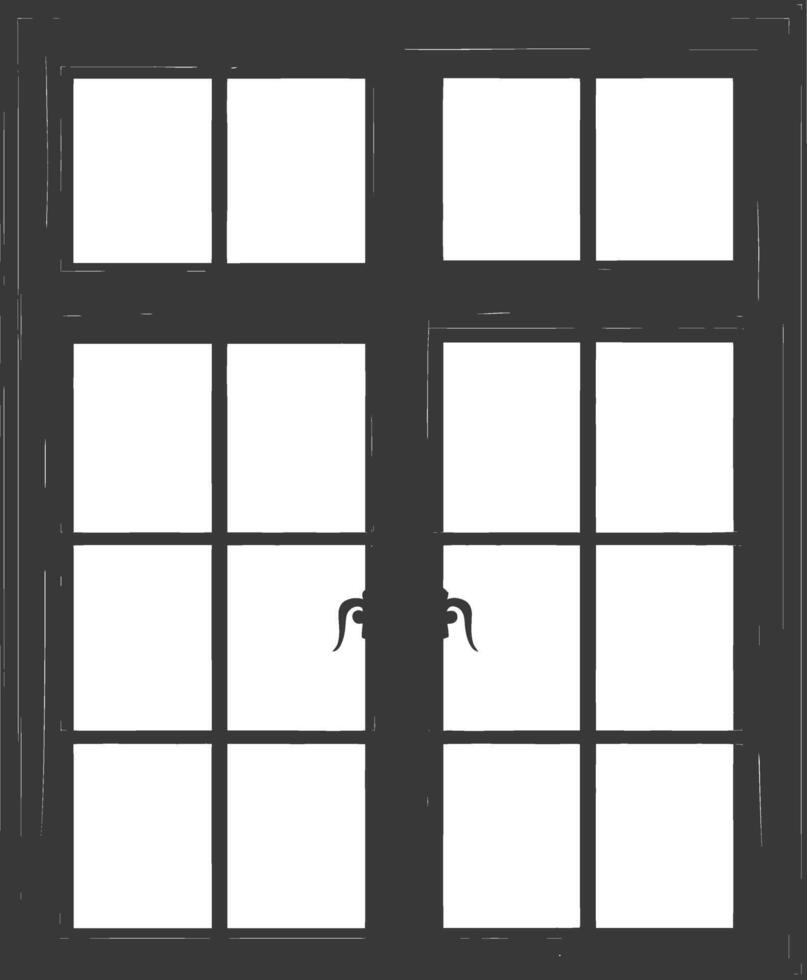 silueta ventana clásico negro color solamente lleno vector