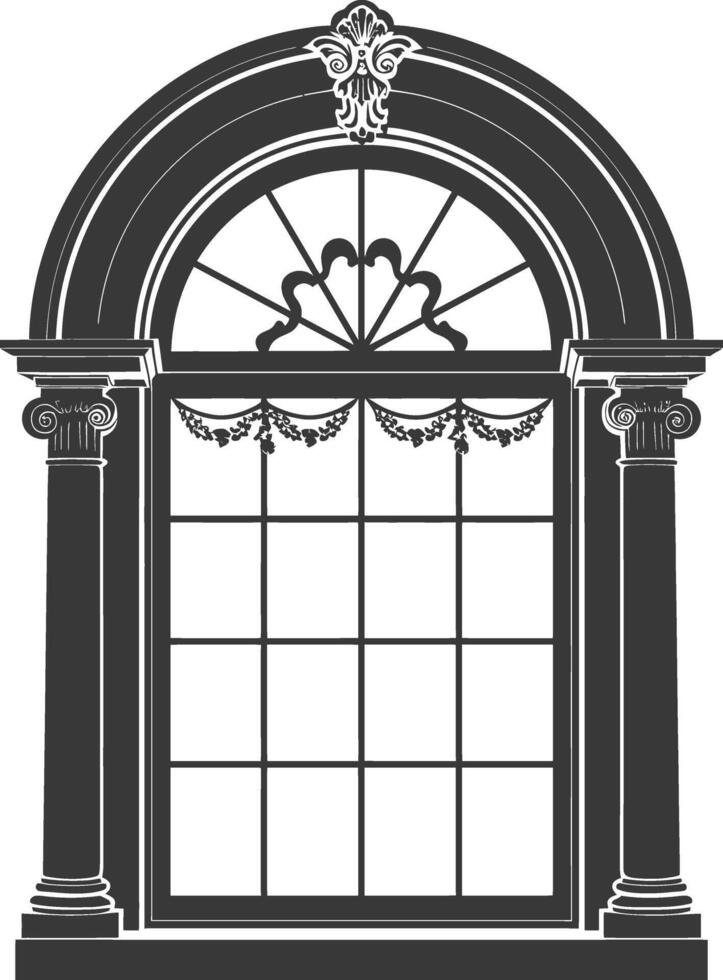 Silhouette window classic black color only full vector