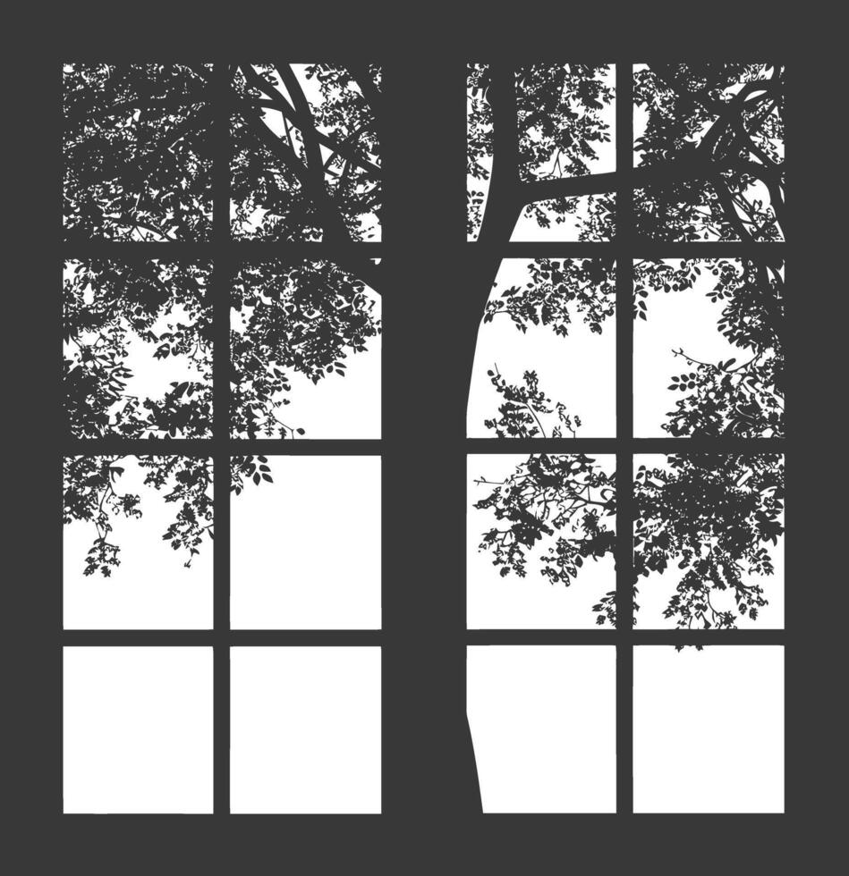 Silhouette window classic black color only full vector