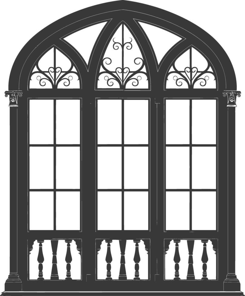 Silhouette window classic black color only full vector