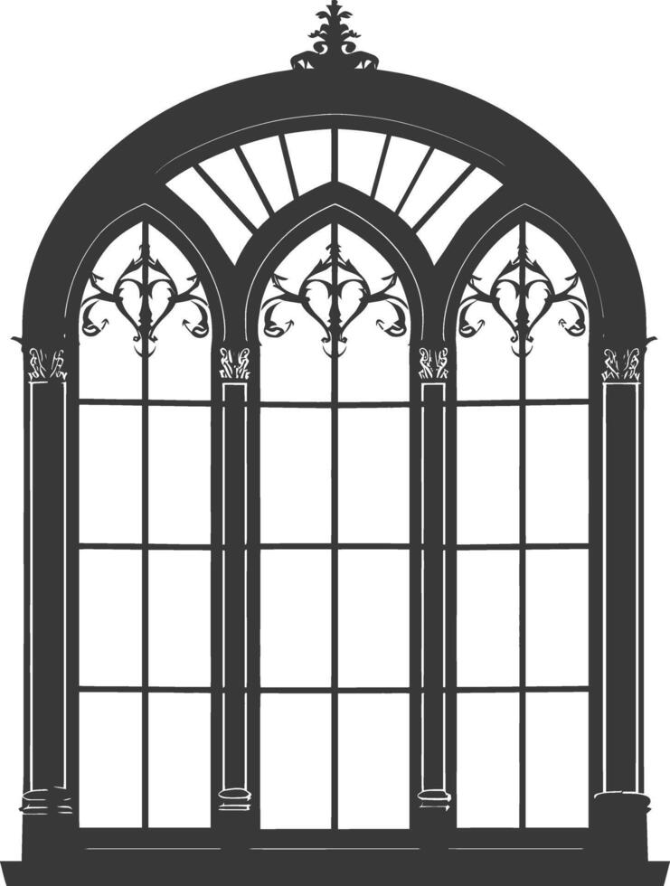 silueta ventana clásico negro color solamente lleno vector