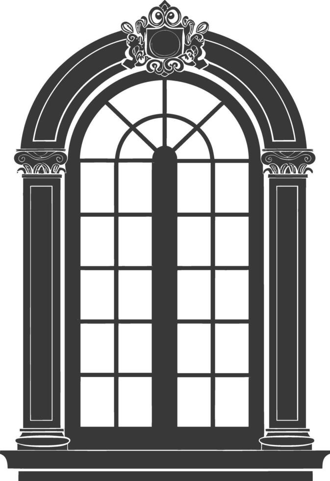 silueta ventana clásico negro color solamente lleno vector