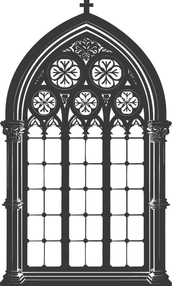 Silhouette window classic black color only full vector