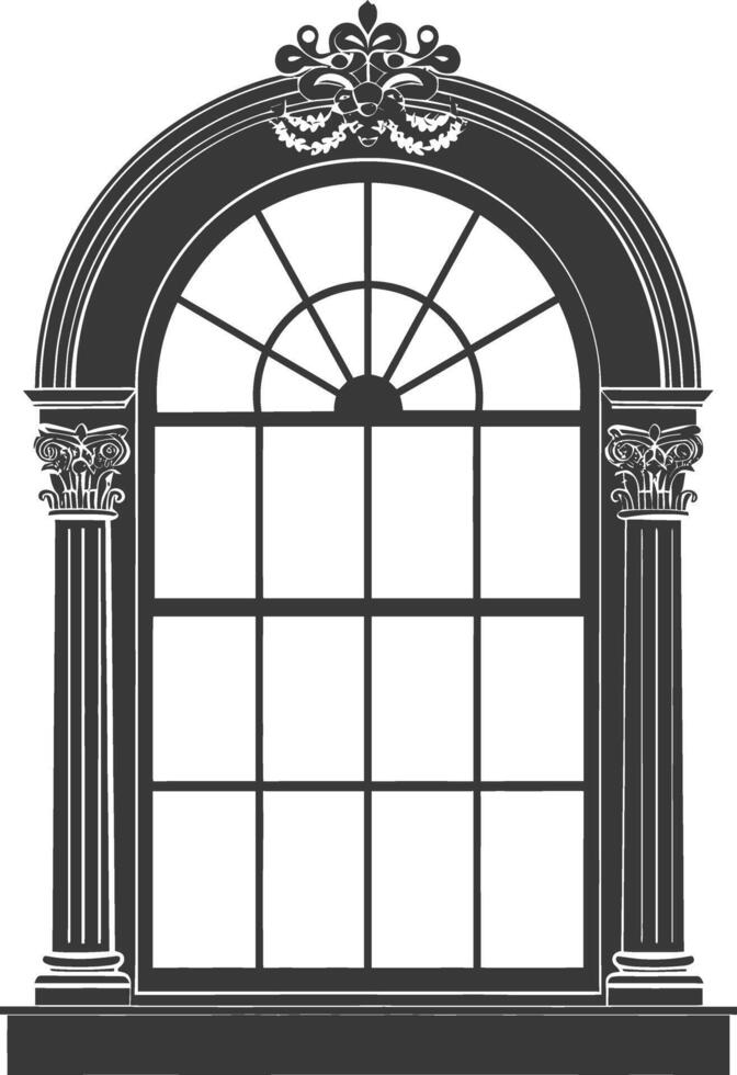 Silhouette window classic black color only full vector