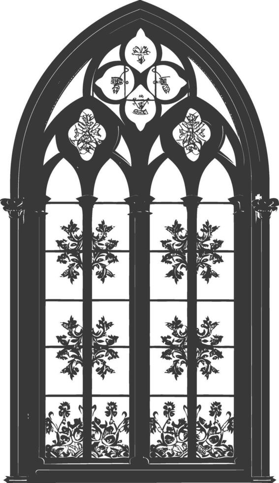 Silhouette window classic black color only full vector