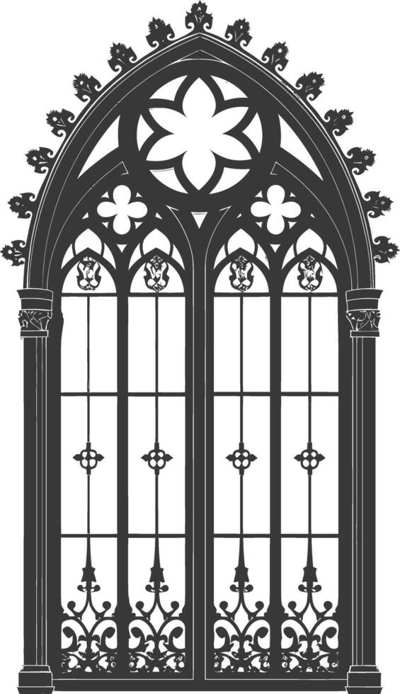 silueta ventana clásico negro color solamente lleno vector