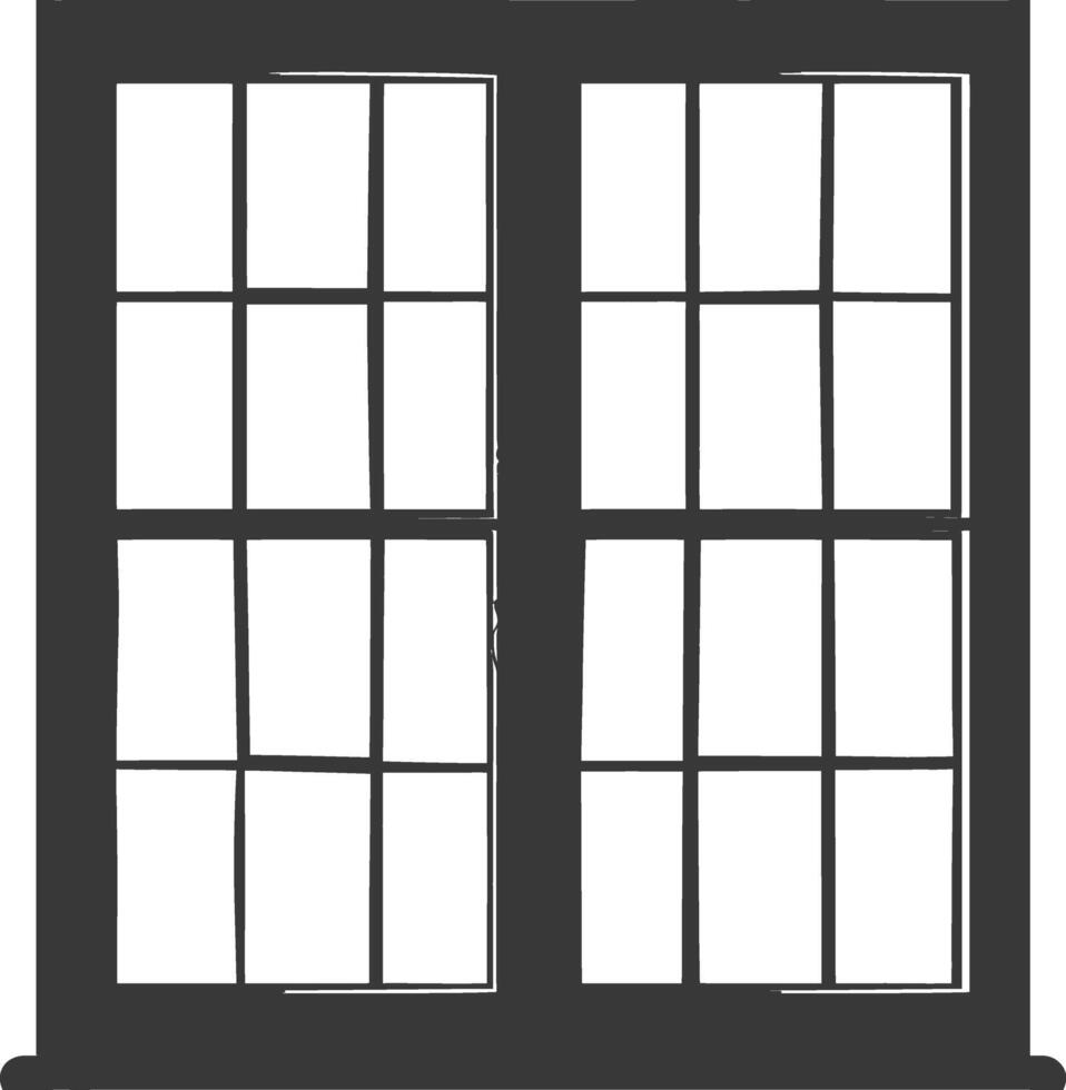 Silhouette window classic black color only full vector