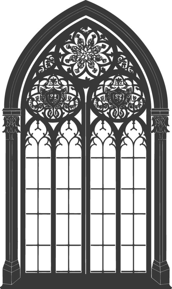 silueta ventana clásico negro color solamente lleno vector