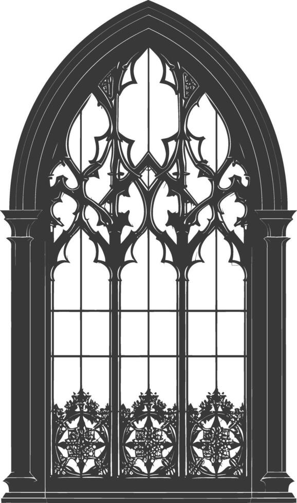 Silhouette window classic black color only full vector