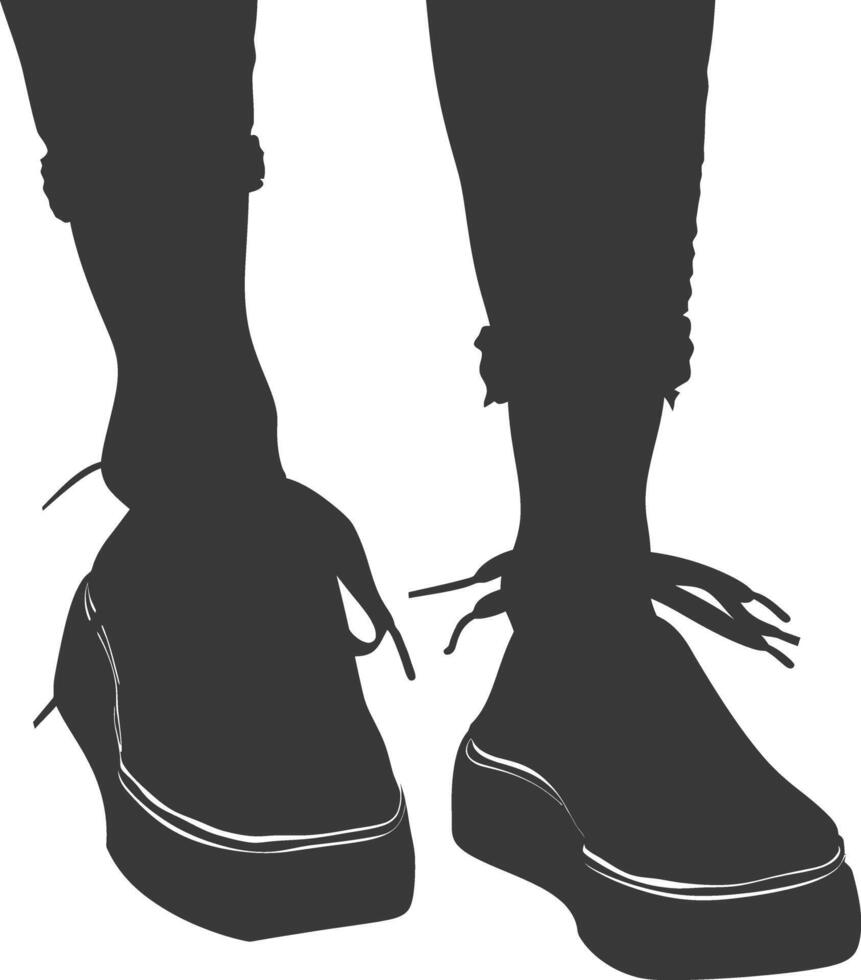 silueta mujer plano Zapatos negro color solamente vector