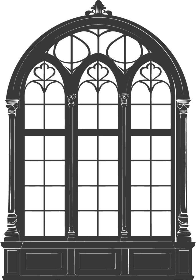 silueta ventana clásico negro color solamente lleno vector