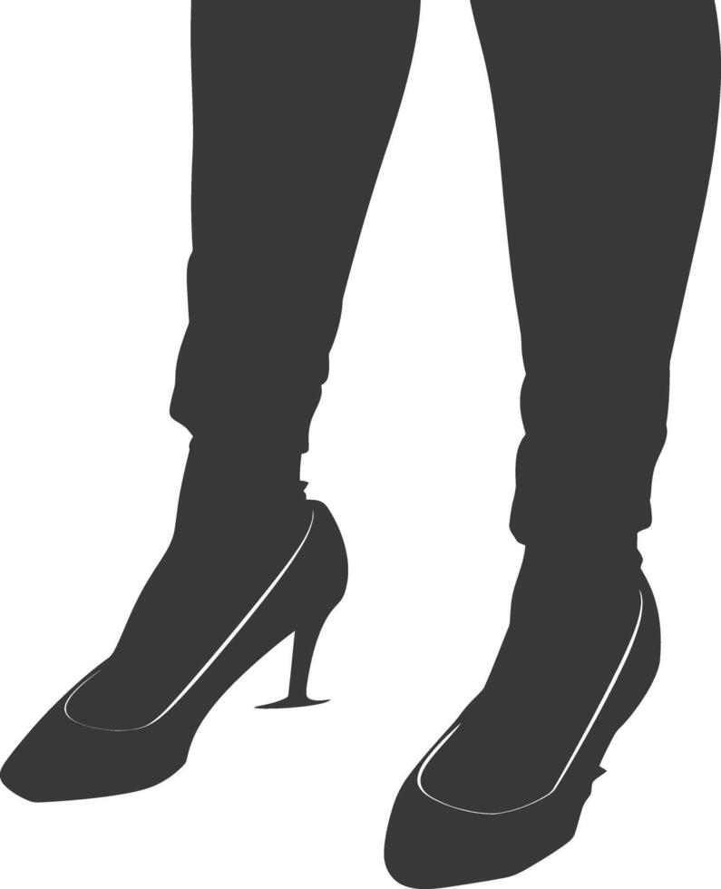 Silhouette woman flat shoes black color only vector