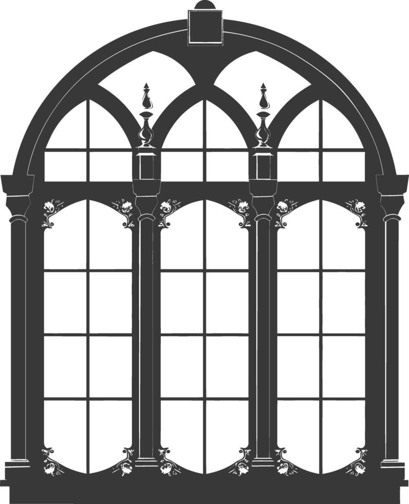 Silhouette window classic black color only full vector