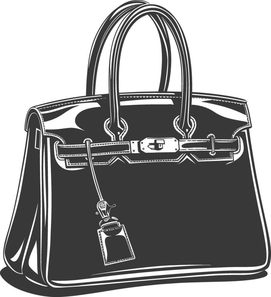 Silhouette women handbag black color only full vector
