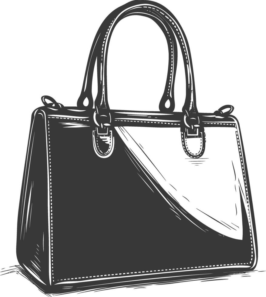 silueta mujer bolso negro color solamente lleno vector