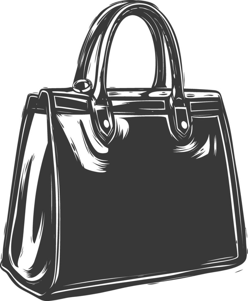 silueta mujer bolso negro color solamente lleno vector