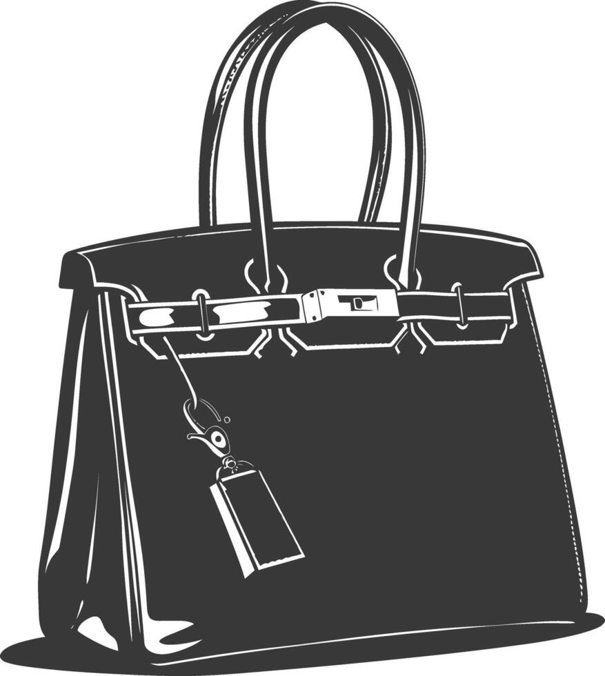 Silhouette women handbag black color only full vector