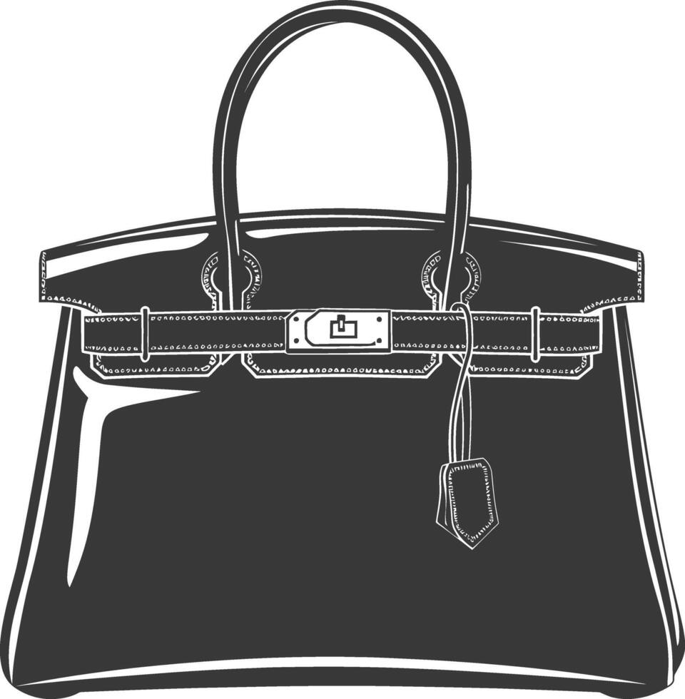 Silhouette women handbag black color only full vector