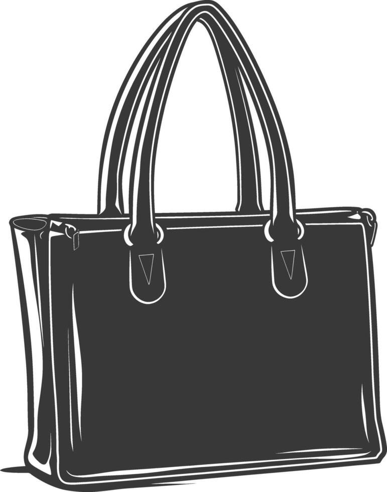 silueta mujer bolso negro color solamente lleno vector