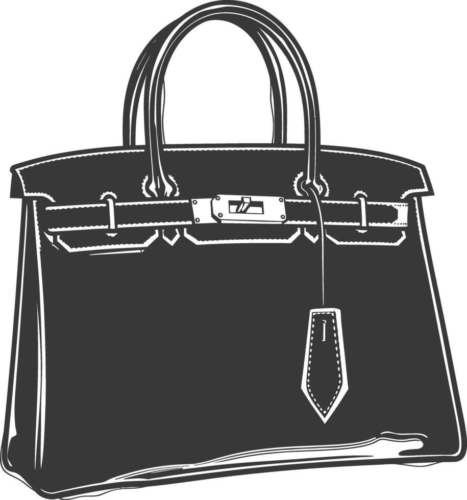 Silhouette women handbag black color only full vector