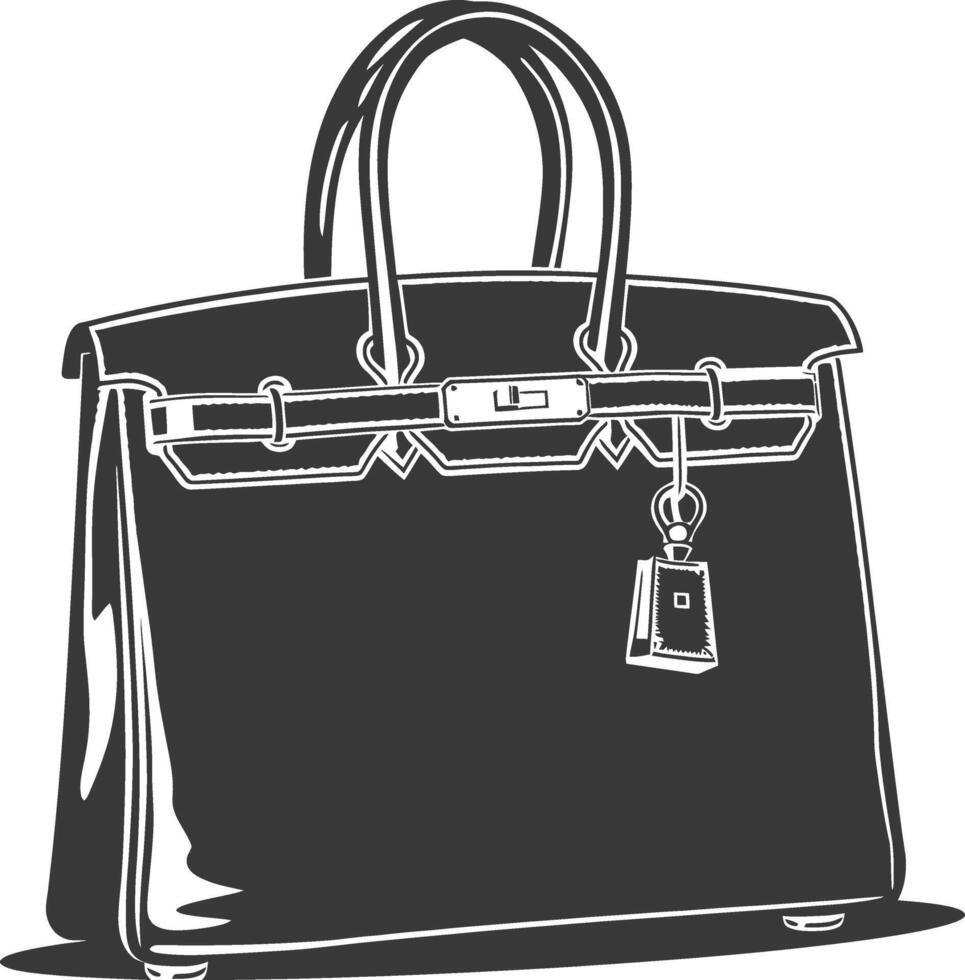 silueta mujer bolso negro color solamente lleno vector