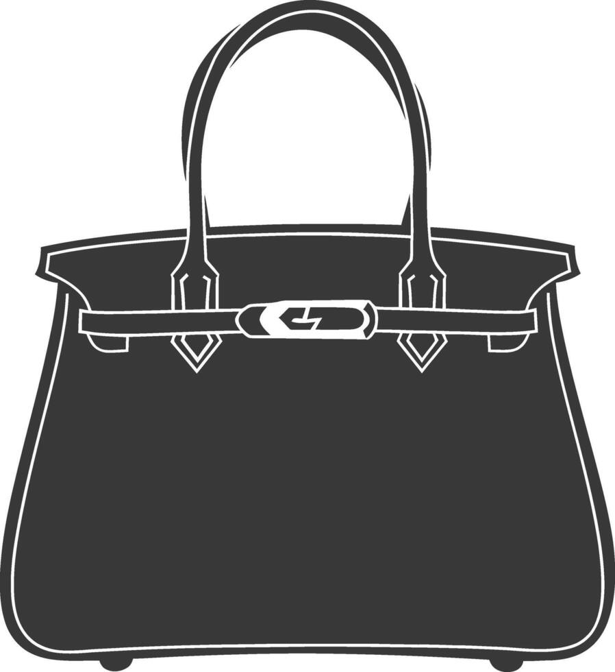 Silhouette women handbag black color only full vector