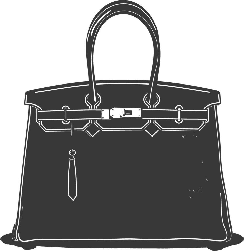 Silhouette women handbag black color only full vector