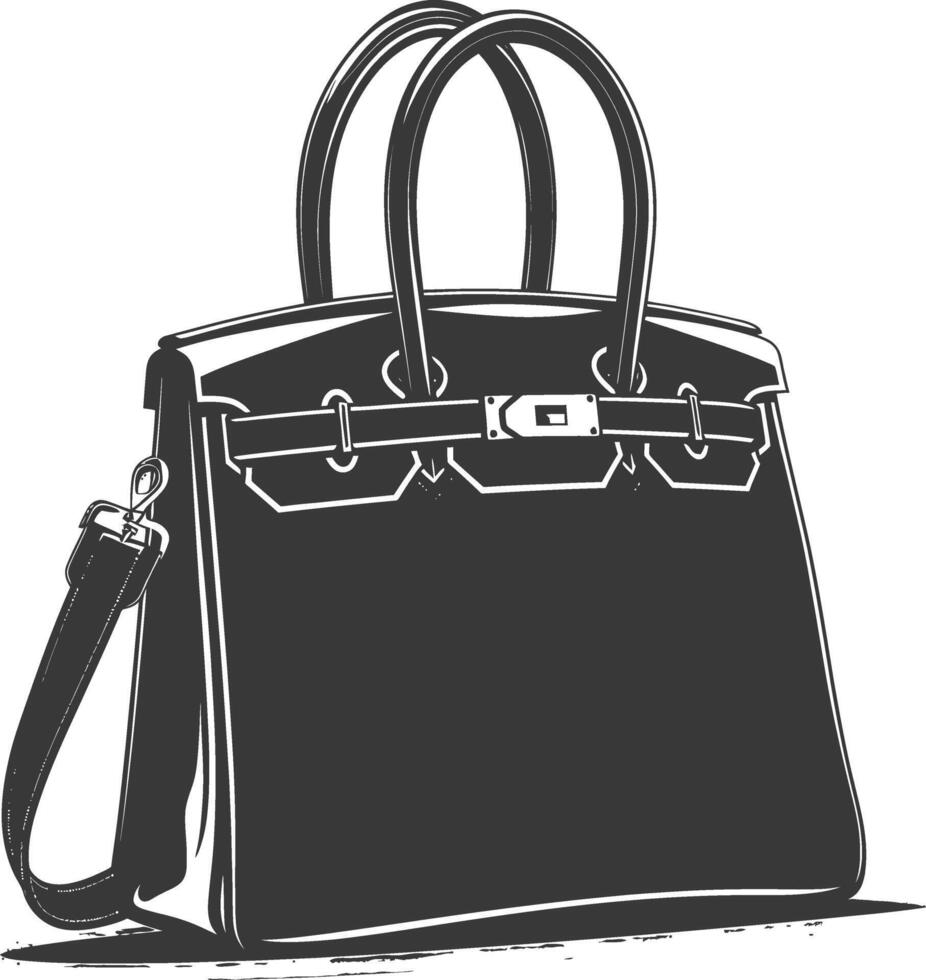 Silhouette women handbag black color only full vector
