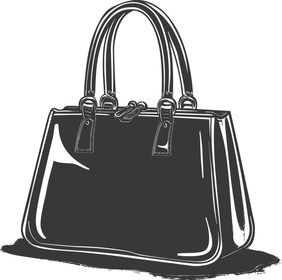 Silhouette women handbag black color only full vector