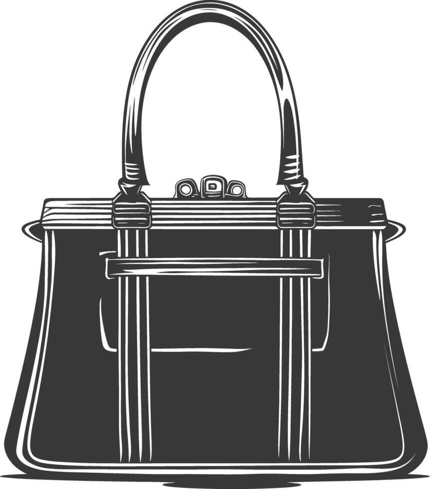 silueta mujer bolso negro color solamente lleno vector