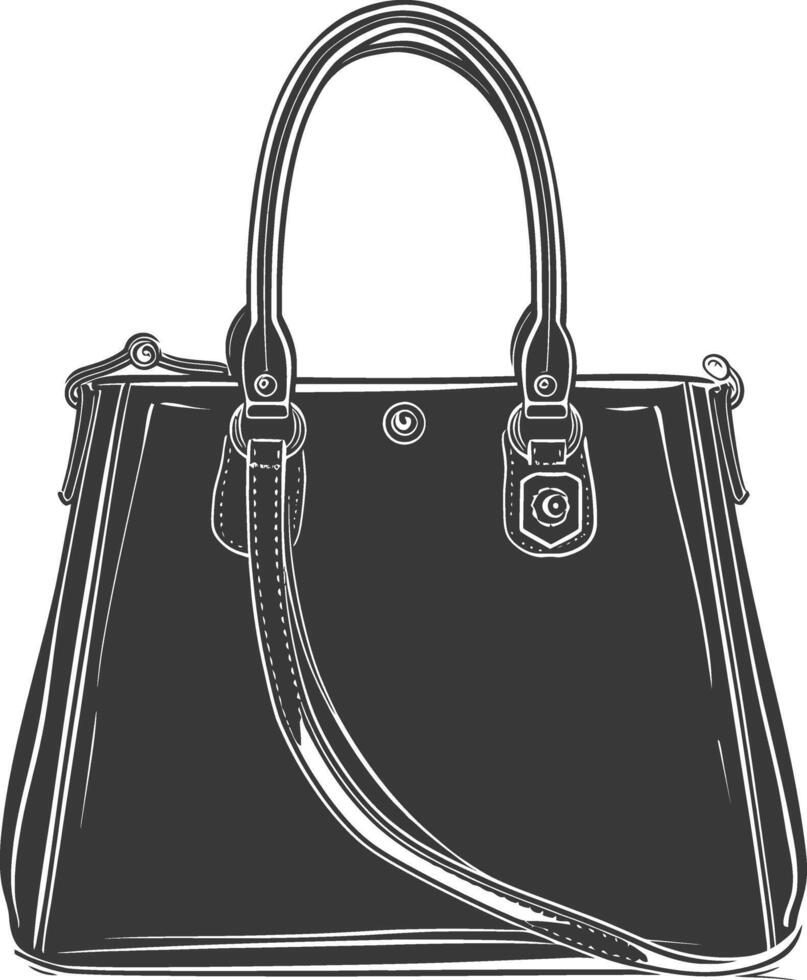 silueta mujer bolso negro color solamente lleno vector